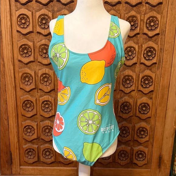 Deep Eddy Vodka Other - Citrus Print One-Piece Swimsuit - Aqua, size L